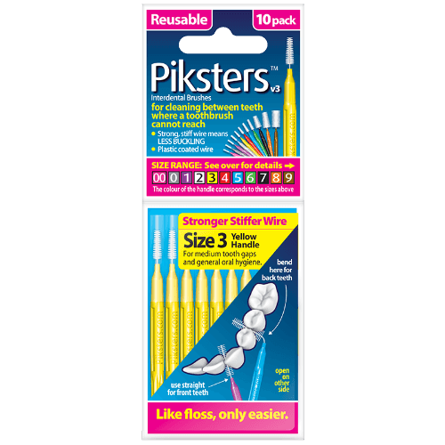 Piksters Interdental Brushes Yellow Handle Size 3