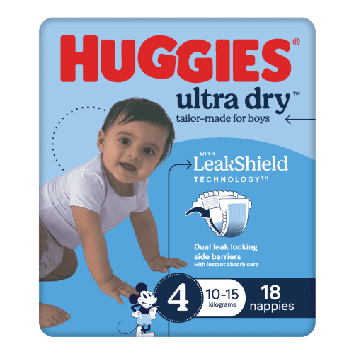 Huggies Ultra Dry Nappies For Boys Size 4 10-15kg