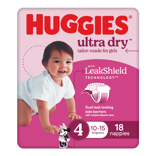 Huggies Ultra Dry Nappies For Girls Size 4 10-15kg
