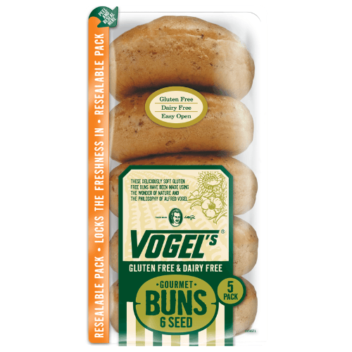 Vogel's Gluten Free Dairy Free Gourmet 6 Seed Buns 5 pack