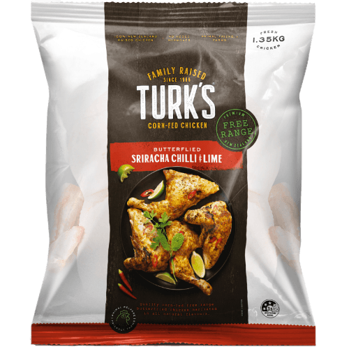 Turk's Free Range Sriracha Chilli & Lime Butterflied Chicken