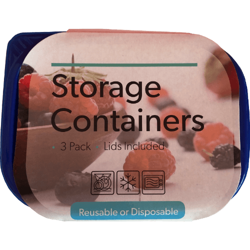 Snazzee Rectangular Storage Containers With Lids 3 × 709 mL