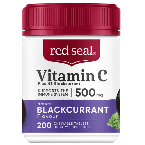 Red Seal Vitamin C 500mg Plus NZ Blackcurrant Flavour 500mg Chewable Tablets
