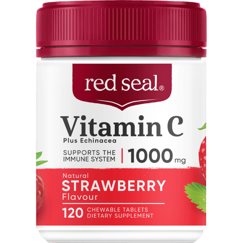 Red Seal Vitamic C 1000mg Plus Echinacea Strawberry Flavour Chewable Tablets