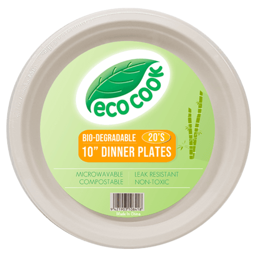 Eco Cook Bio-Degradable 10'' Dinner Plates 20 pack