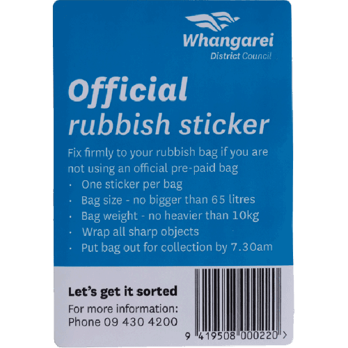 Whangarei District Council Rubbish Sticker