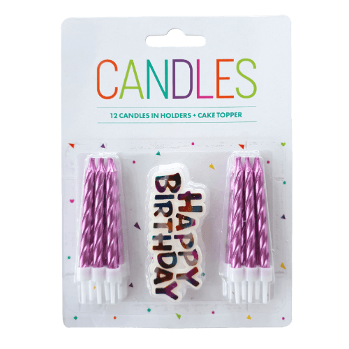 Hoorah Pink Candles With Cake Topper