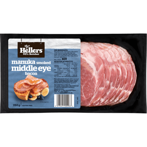 Hellers Manuka Smoked Middle Eye Bacon