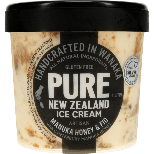 Pure New Zealand Ice Cream Gluten Free Artisan Manuka Honey & Fig Ice Cream 1 L