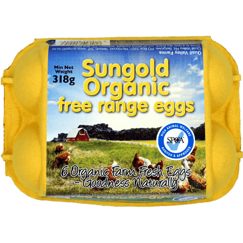 Sungold Organic Free Range Mixed Grade Eggs 6 pack
