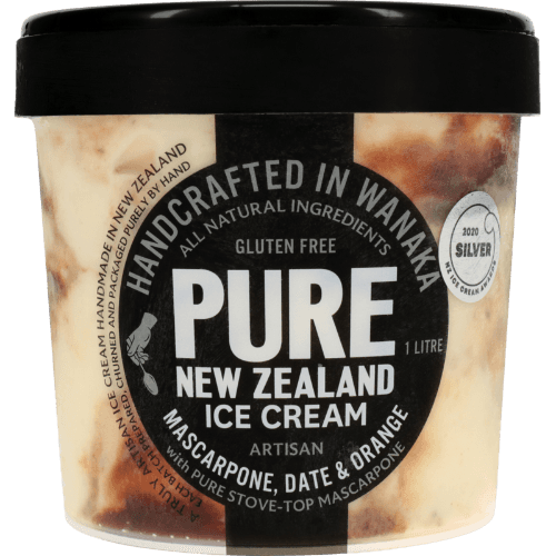 Pure New Zealand Ice Cream Gluten Free Artisan Mascarpone Date & Orange Ice Cream