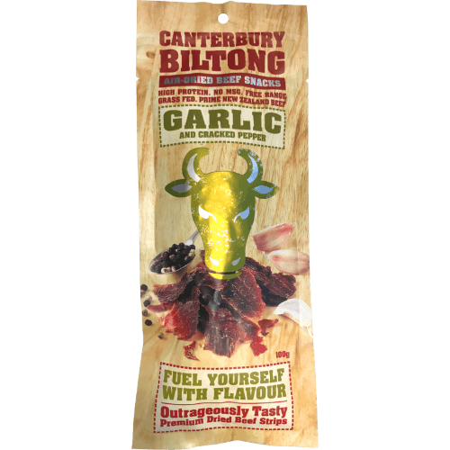 Canterbury Biltong Air-Dried Garlic & Cracked Pepper Beef Snacks