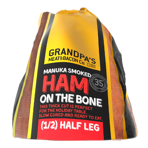 Grandpa's Meat & Bacon Co. Manuka Smoked Ham On The Bone per kg