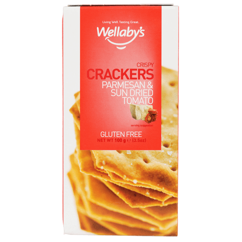 Wellabys Parmesan & Sun Dried Tomato Crispy Crackers