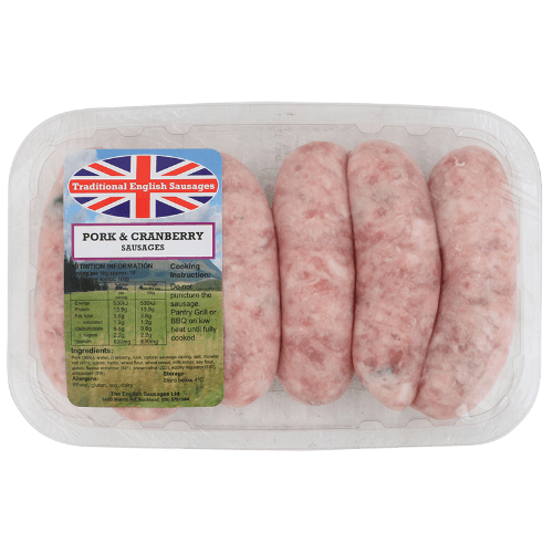 Pork & Cranberry English Sausages per kg