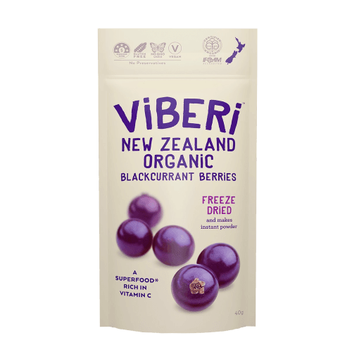 Viberi Freeze Dried New Zealand Organic Blackcurrant Berries
