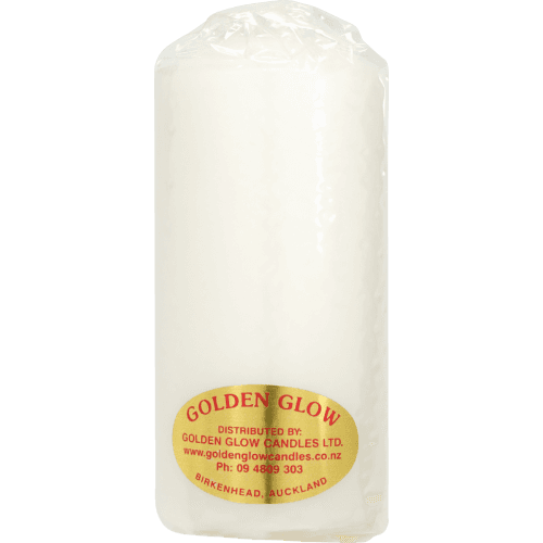Golden Glow Candles White Pillar Candle