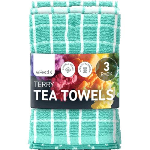 Effects Terry Tea Towels Assorted Colours