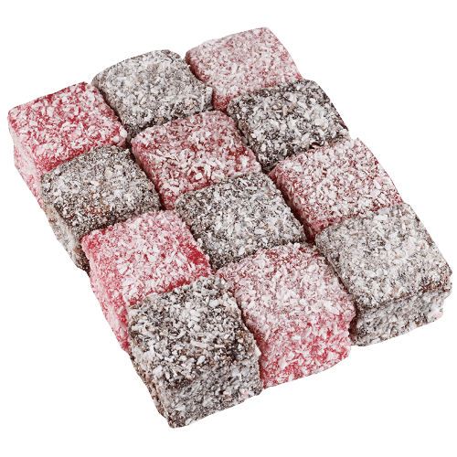 Raspberry & Chocolate Lamingtons Small 12 pack