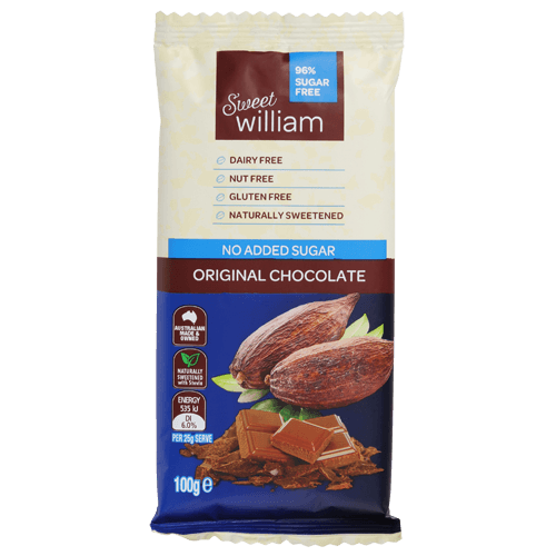 Sweet William No Added Sugar Vegan Mylk Chocolate Block