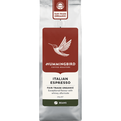 Hummingbird Italian Espresso Organic Fair Trade Coffee Beans 200 g