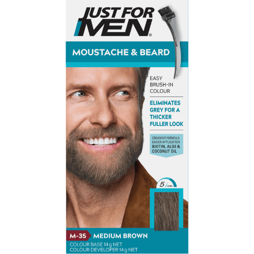 Just For Men Moustache & Beard Medium Brown Brush In Colour Gel