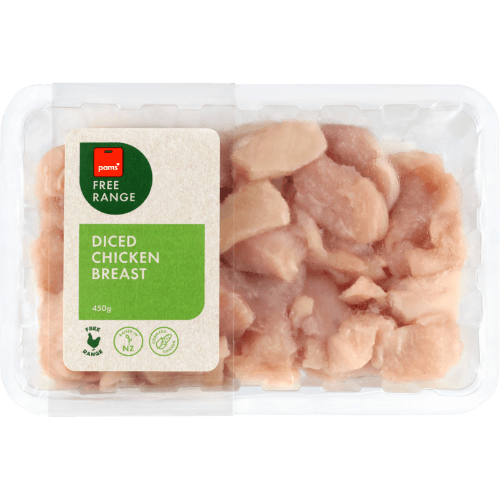 Pams Free Range Diced Chicken Breast