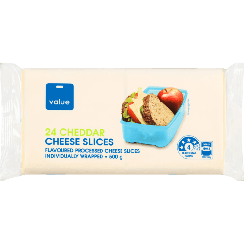 Value Cheddar Flavoured Processed Cheese Slices