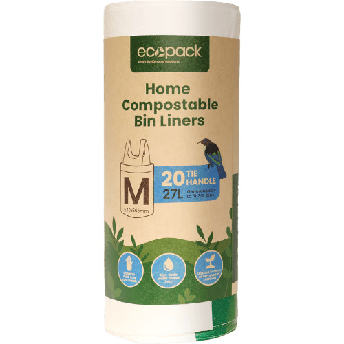Ecopack Home Compostable Tie Handle Bin Liners Medium 27L