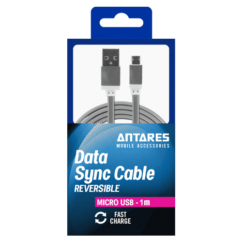 Antares Micro USB Reversable Data Sync Cable 1 Metre