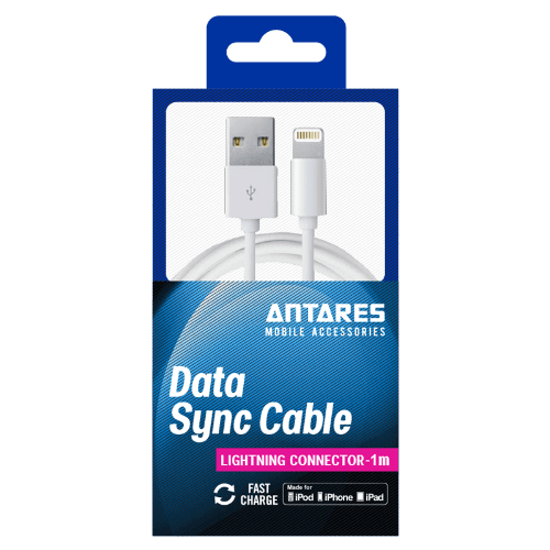 Antares Lightning Connector Data Sync Cable 1 Metre