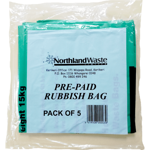 Northland Waste Rubbish Bags - Green 5 pack