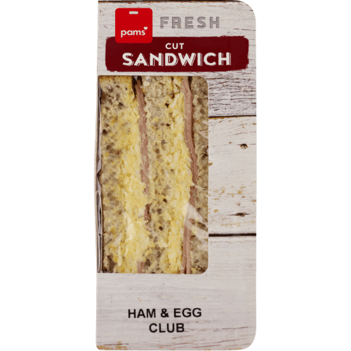 Pams Fresh Ham & Egg Club Cut Sandwich