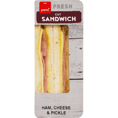 Pams Fresh Ham Cheese & Pickle Cut Sandwich