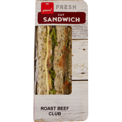 Pams Fresh Roast Beef Club Cut Sandwich