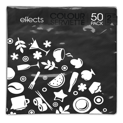 Effects Black 2 Ply Serviettes 50 pack