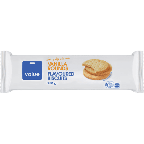 Value Vanilla Rounds Flavoured Biscuits 250 g
