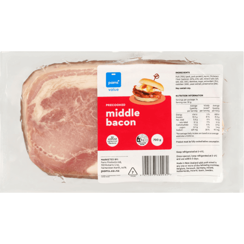 Pams Value Precooked Middle Bacon