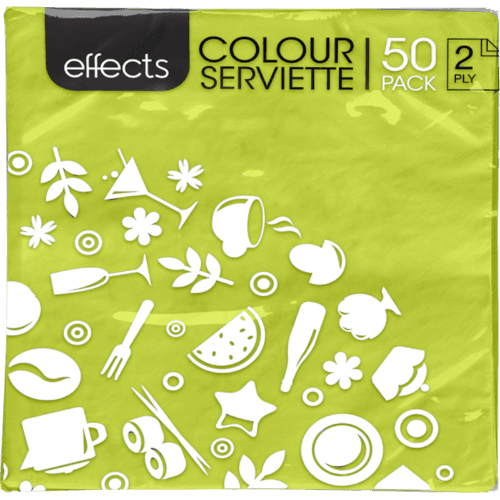 Effects Lime Green Colour 2ply Serviettes 50 pack