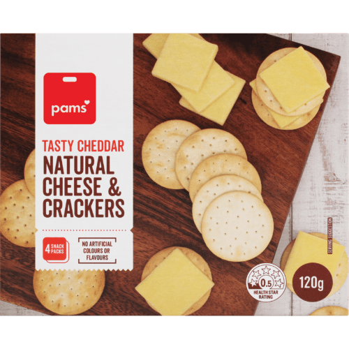 Pams Tasty Cheddar Natural Cheese & Crackers