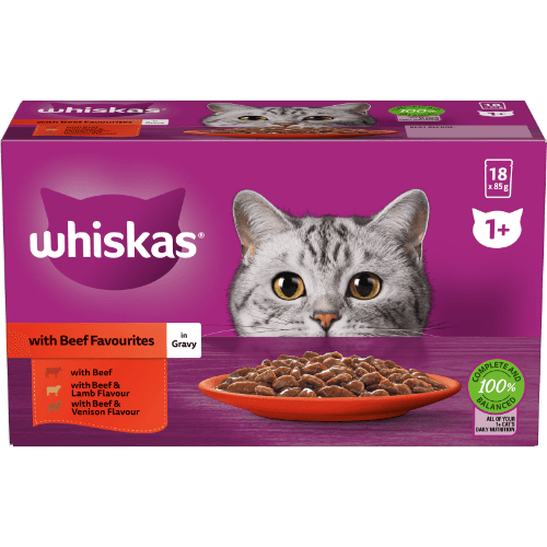 Whiskas Beef Favourites in Gravy Wet Pouches Cat Food