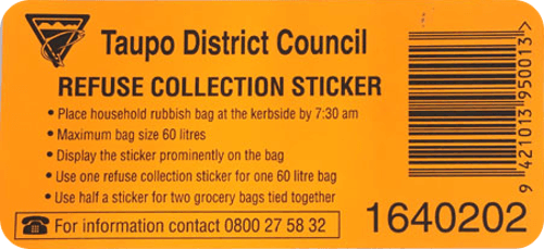 Taupo Refuse Collection Sticker