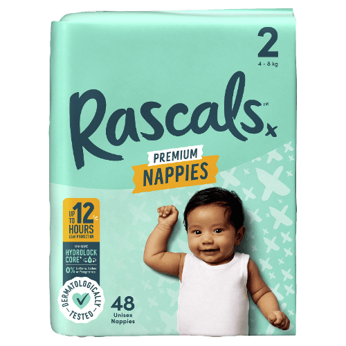 Rascals Premium Nappies Unisex Size 2 4-8kg Infant