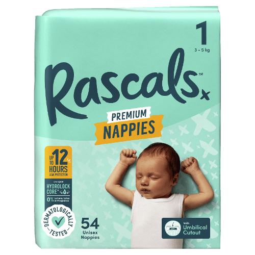 Rascals Premium Nappies Unisex Size 1 3-5kg Newborn
