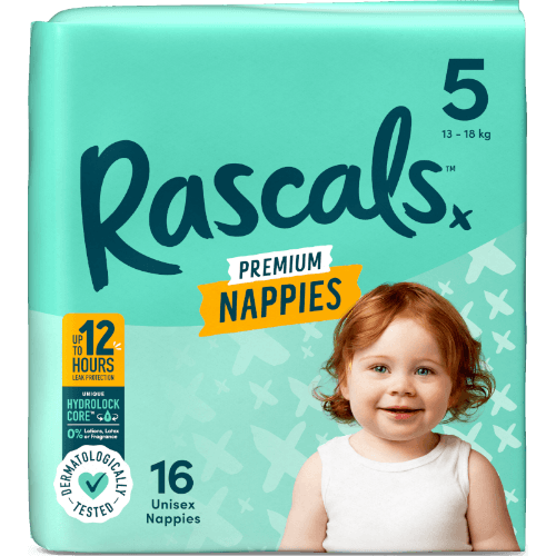 Rascals Premium Nappies Unisex Size 5 13-18kg Walker