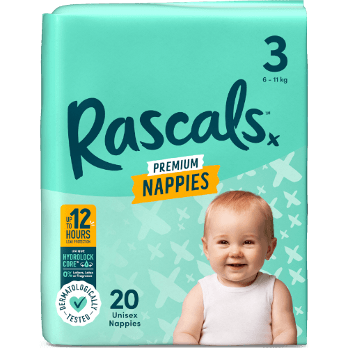Rascals Premium Nappies Unisex Size 3 6-11kg Crawler