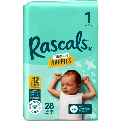 Rascals Premium Nappies Unisex Size 1 3-5kg Newborn
