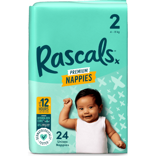 Rascals Premium Nappies Unisex Size 2 4-8kg Infant