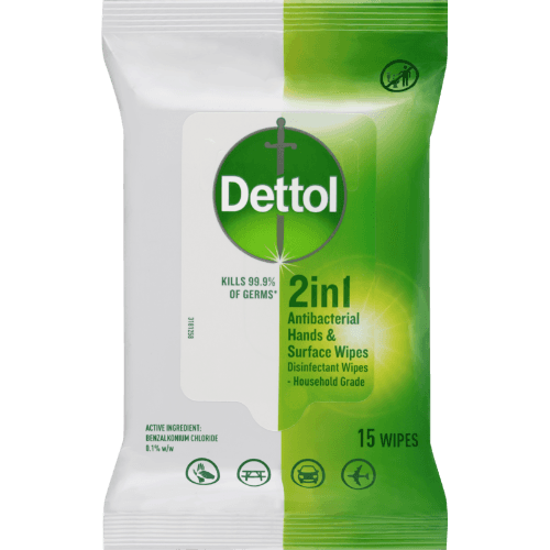 Dettol 2 in 1 Antibacterial Hands & Surface Disinfectant Wipes