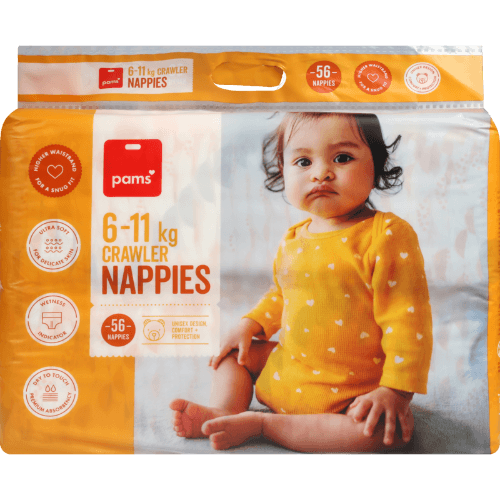 Pams Nappies 6-11kg Crawler
